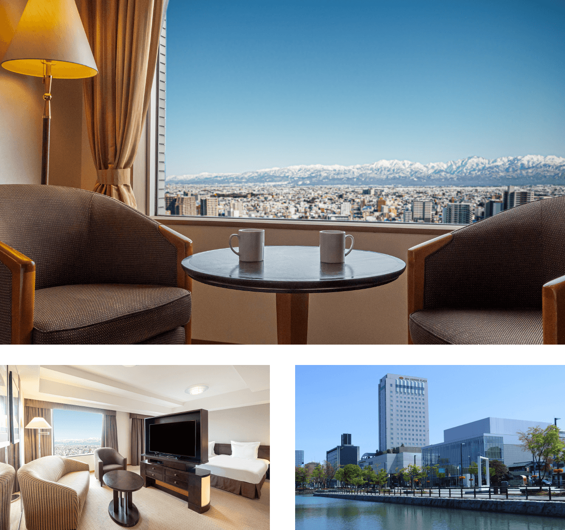 ANA Crowne Plaza Toyama A hotel with scenic views of Toyama Castle, the Tateyama Mountains, and Toyama City!