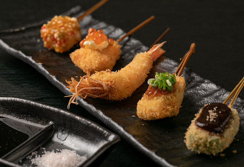 Ginan Kyobashi Specializing in kushikatsu and kamameshi with soup stock